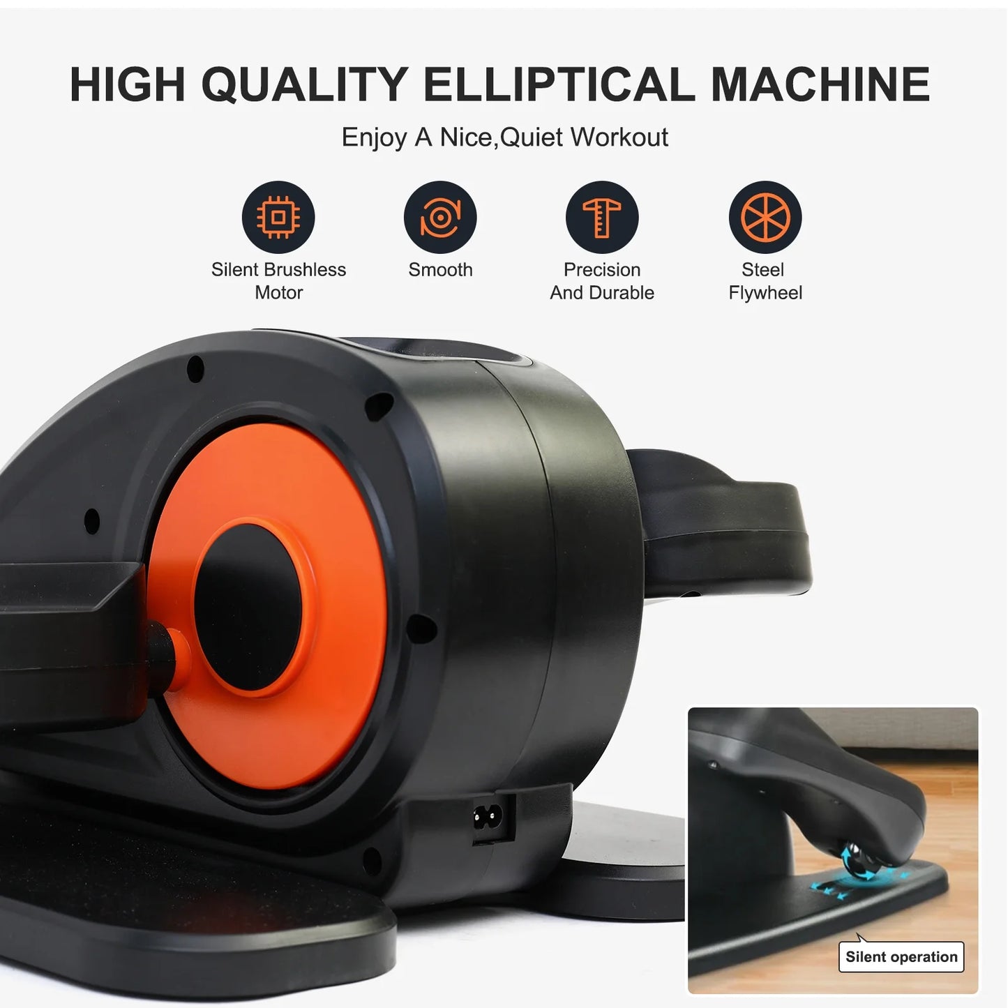 under Desk Elliptical, Electric Ellipse Leg Exerciser While Sitting for Seniors Adults, Auto/Manual Dual Mode Motorized Foot Pedal Exerciser with Remote Control for Home Office Use